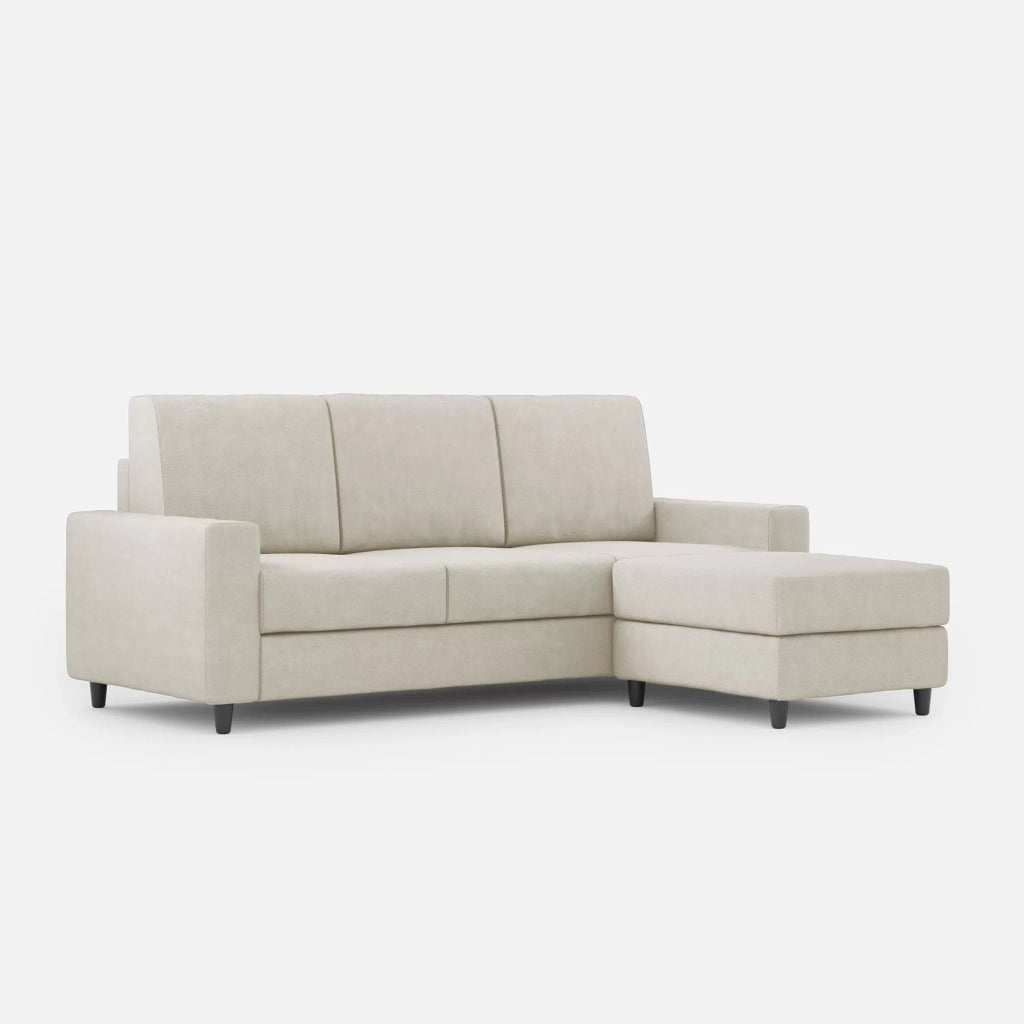 Divano sakar 3 posti (tre sedute da 60cm) + pouf misure esterne l.208 p.155 | latte - Mobili 2G