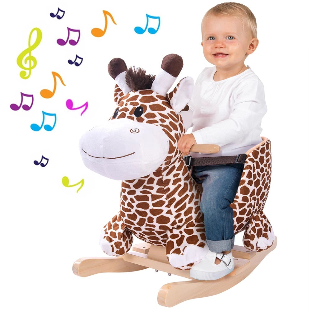 Giraffa a Dondolo Cavalcabile Peluche Giocattolo Bambini con Suono