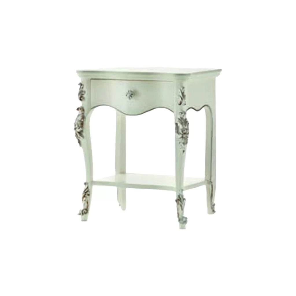 Comodino classico 1 cassetto 1 ripiano in legno bianco l.57 p.40 h.68 - Mobili 2G