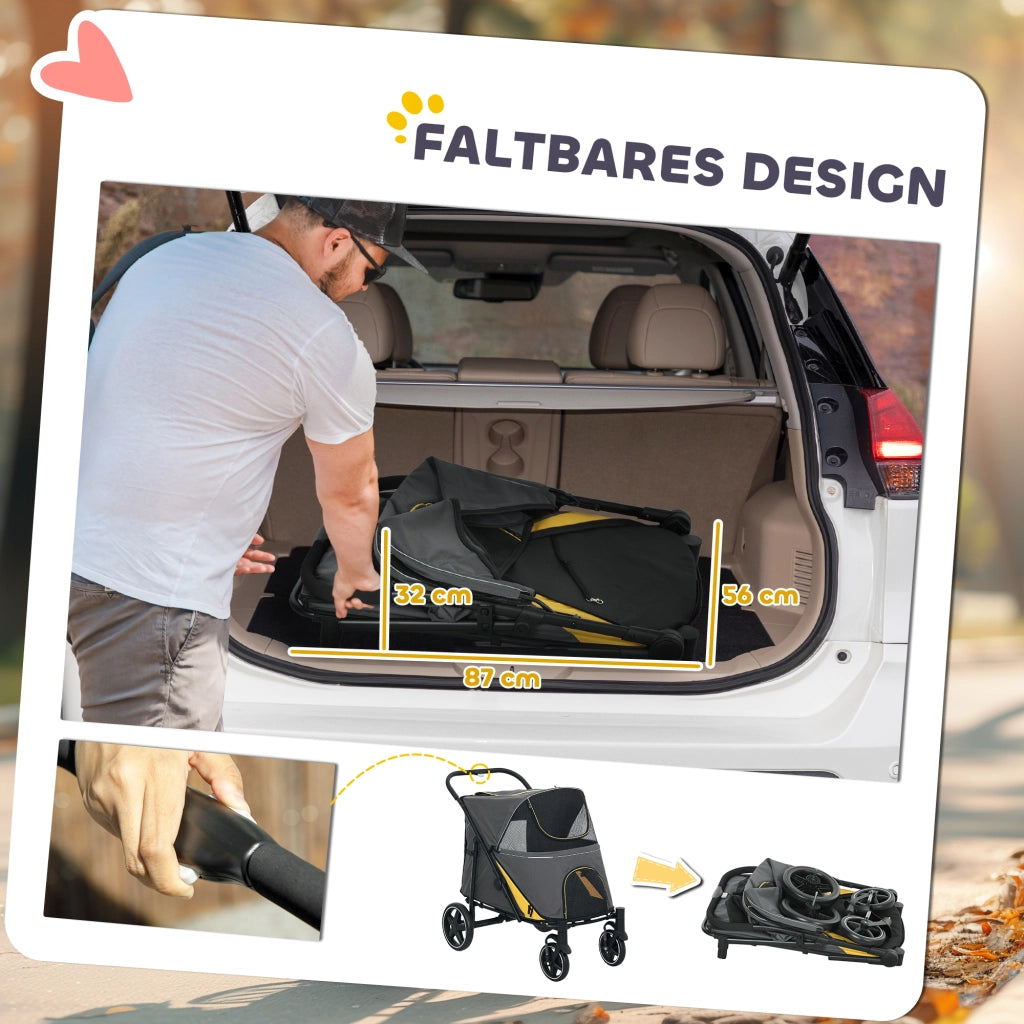 Carrello Trasporto Cani Pieghevole ¨C Zephmum ¨C Grigio Scuro
