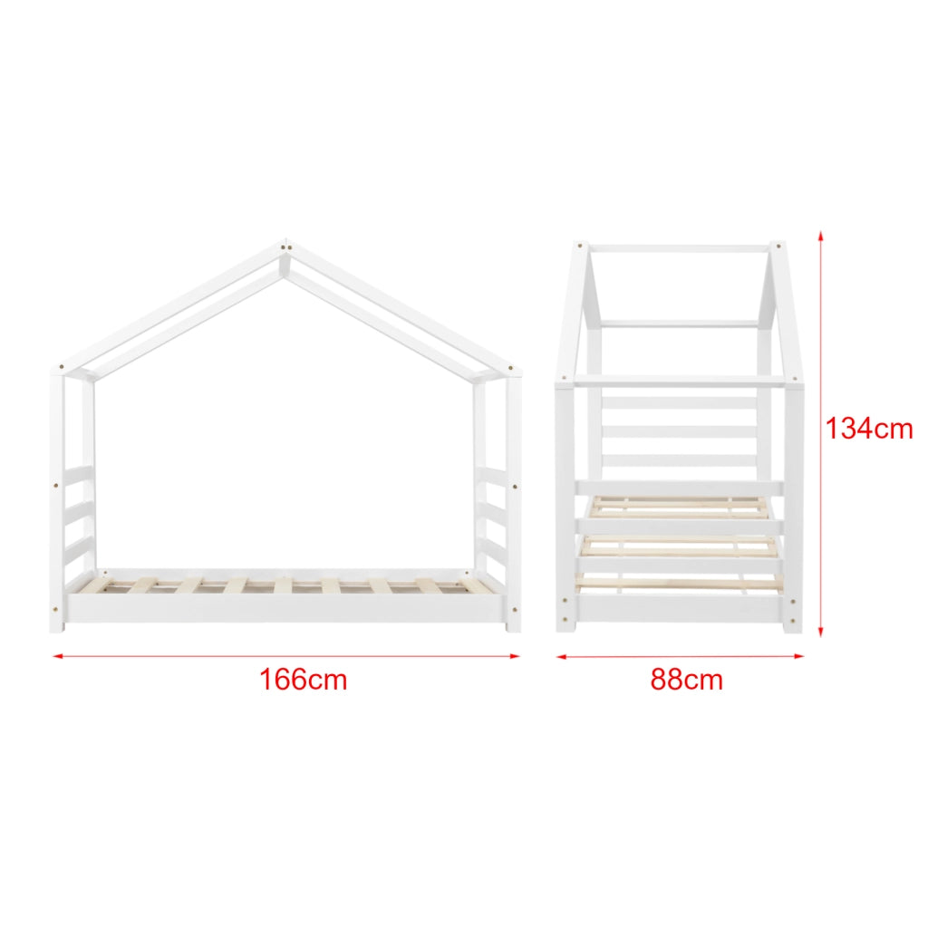 Letto a Casetta per Cameretta Vardø con Materasso 80x160 cm Bianco [en.casa]