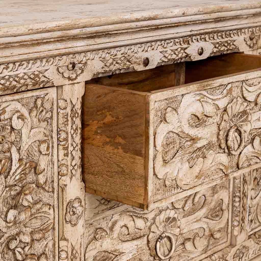 Credenza artigianale in legno beige 165x45x76h cm