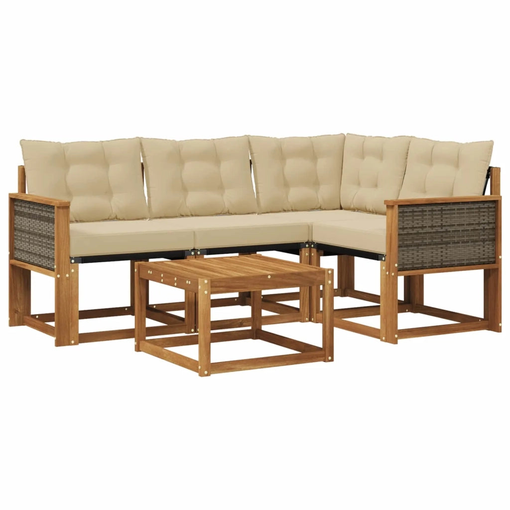 Set di divani da esterno 5 pz Naturale e Beige 3381933