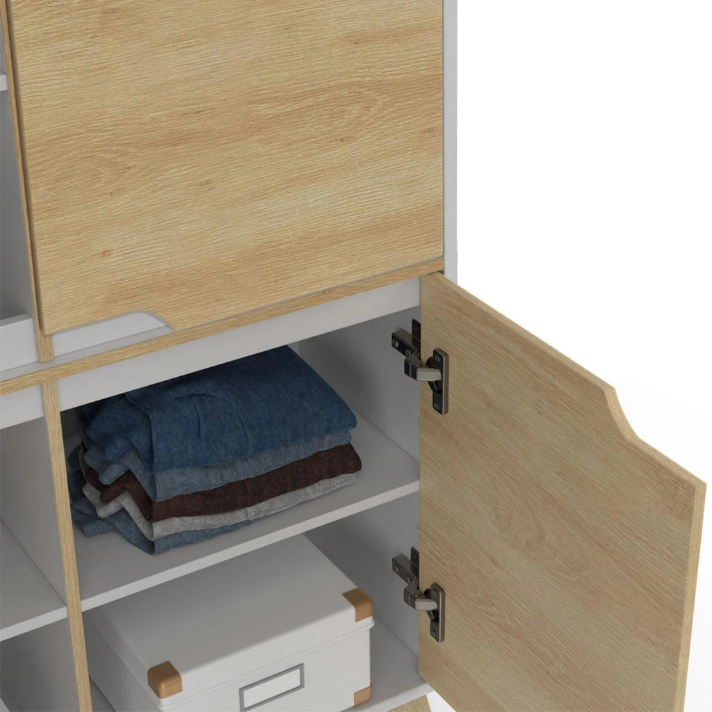 HELSINKI Contenitore scandinavo a 4 ante in legno e bianco