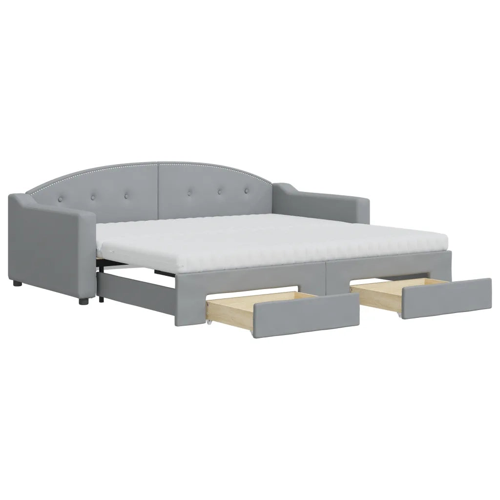 Divano Letto Estraibile Cassetti Grigio Chiaro 90x190cm Tessuto 3197594