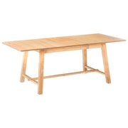 Tavolo da cucina allungabile per sala da pranzo Piano impiallacciato rettangolare Finitura naturale Gambe in legno massiccio 160/200 x 90 cm Legno di frassino chiaro