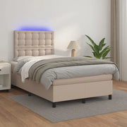 Giroletto Molle Materasso e LED Cappuccino 120x200cm Similpelle 3135938