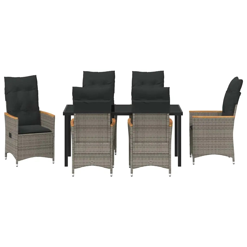 Set da Pranzo per Giardino con cuscino 7 pcs Grigio polyrattan 3379622