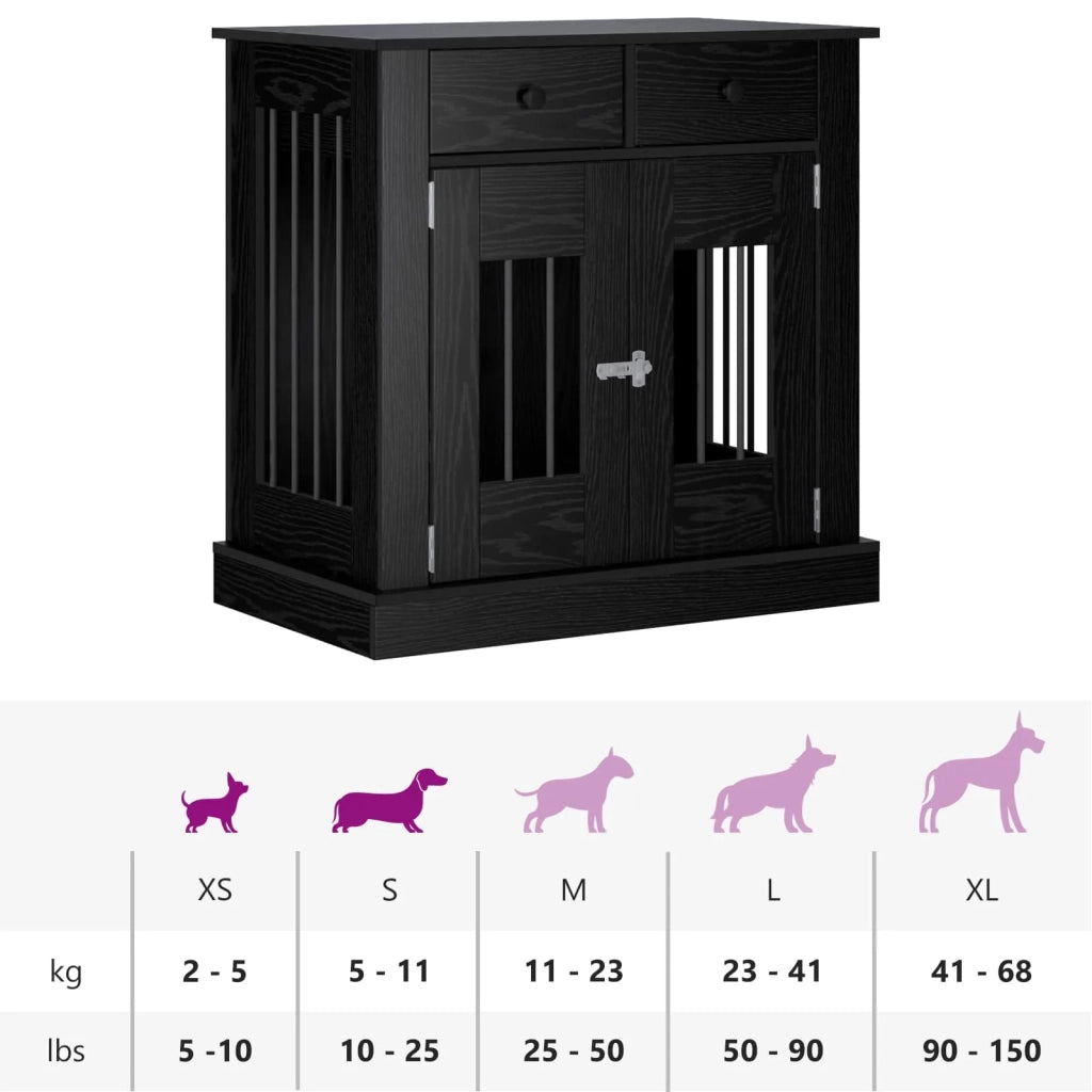 Mobile da cassa per cani Rovere Nero 80 x 47,5 x 80 cm 8014767