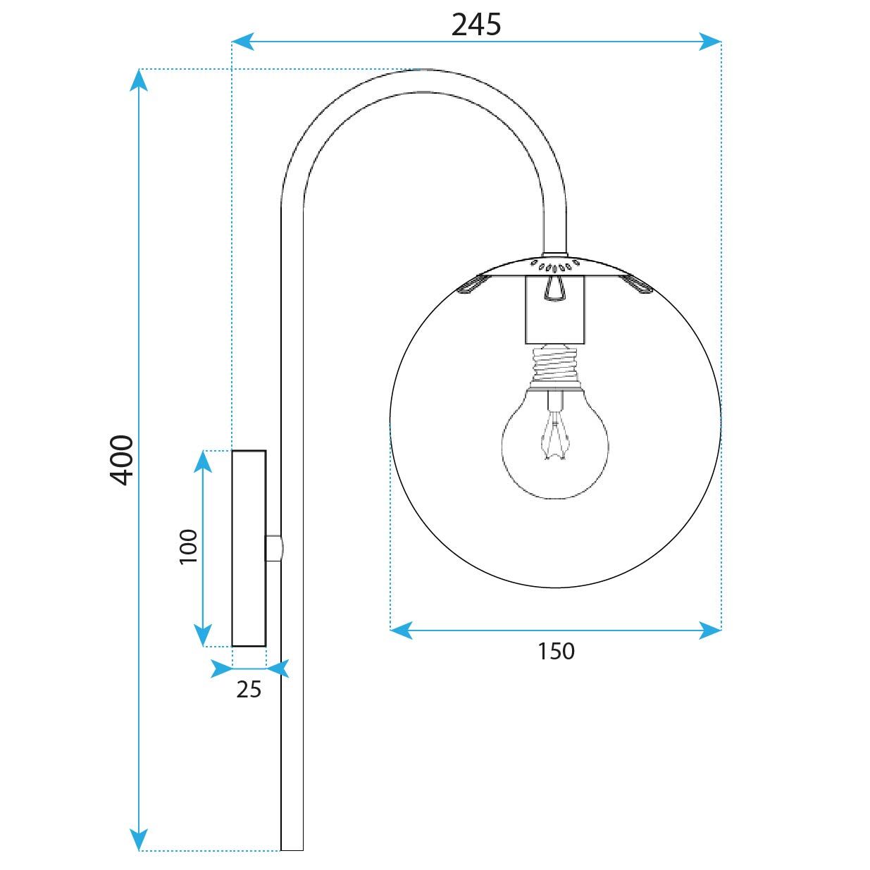 Lampada Da Parete G090-1w Black