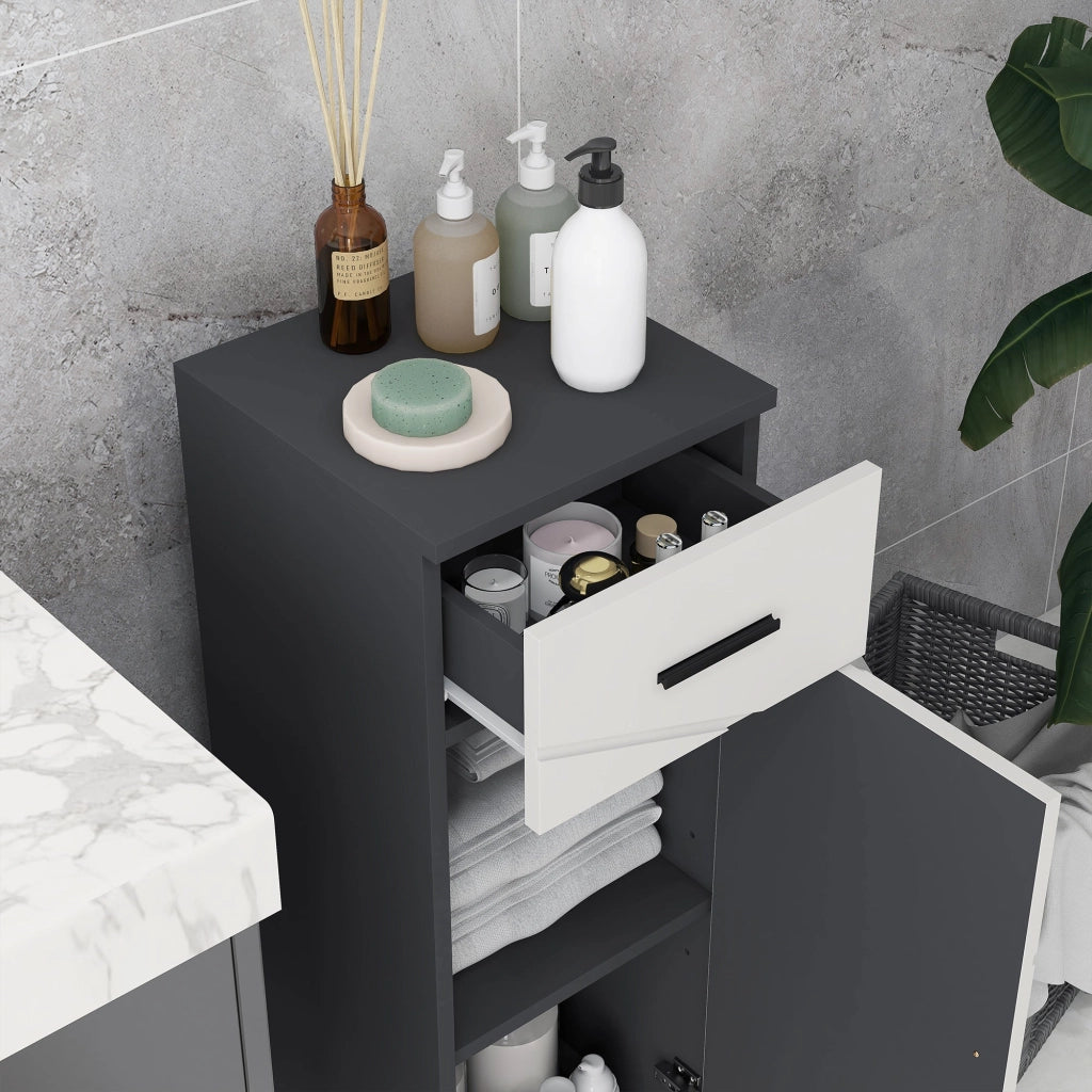 Mobiletto Bagno 1 Cassetto 1 Anta 30x30x82 cm in Truciolato Grigio