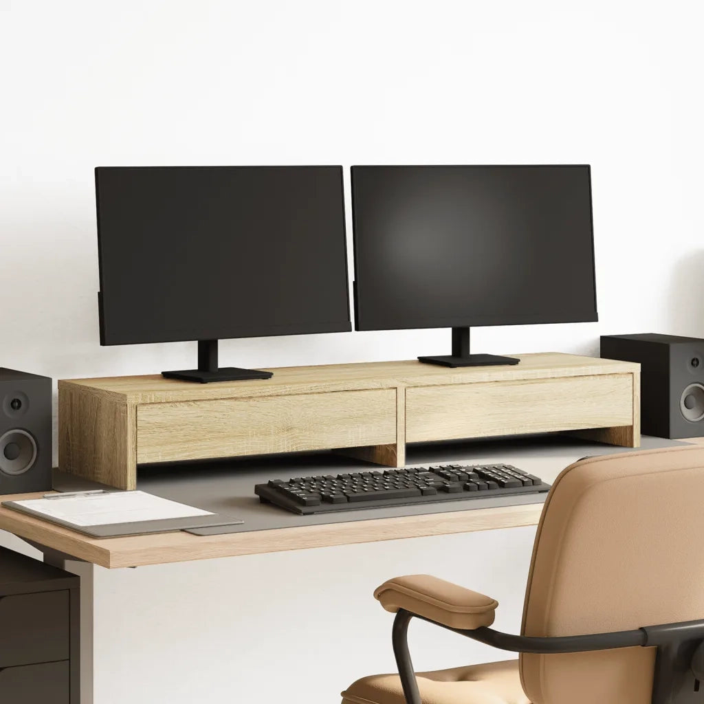 vidaXL Supporto Monitor con Cassetti Sonoma 100x27x15 cm in Truciolato
