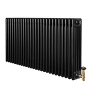Radiatore Tradizionale 4 Colonne Orizzontale Riscaldamento Nero & Valvole 600x1190 mm