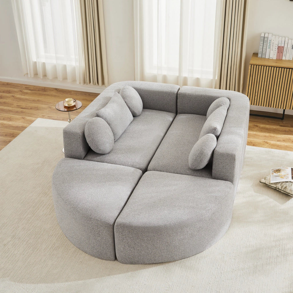Divano modulare letto in ciniglia con funzione letto e imbottitura soffice senza montaggio grigio 292 × 165 × 68 cm