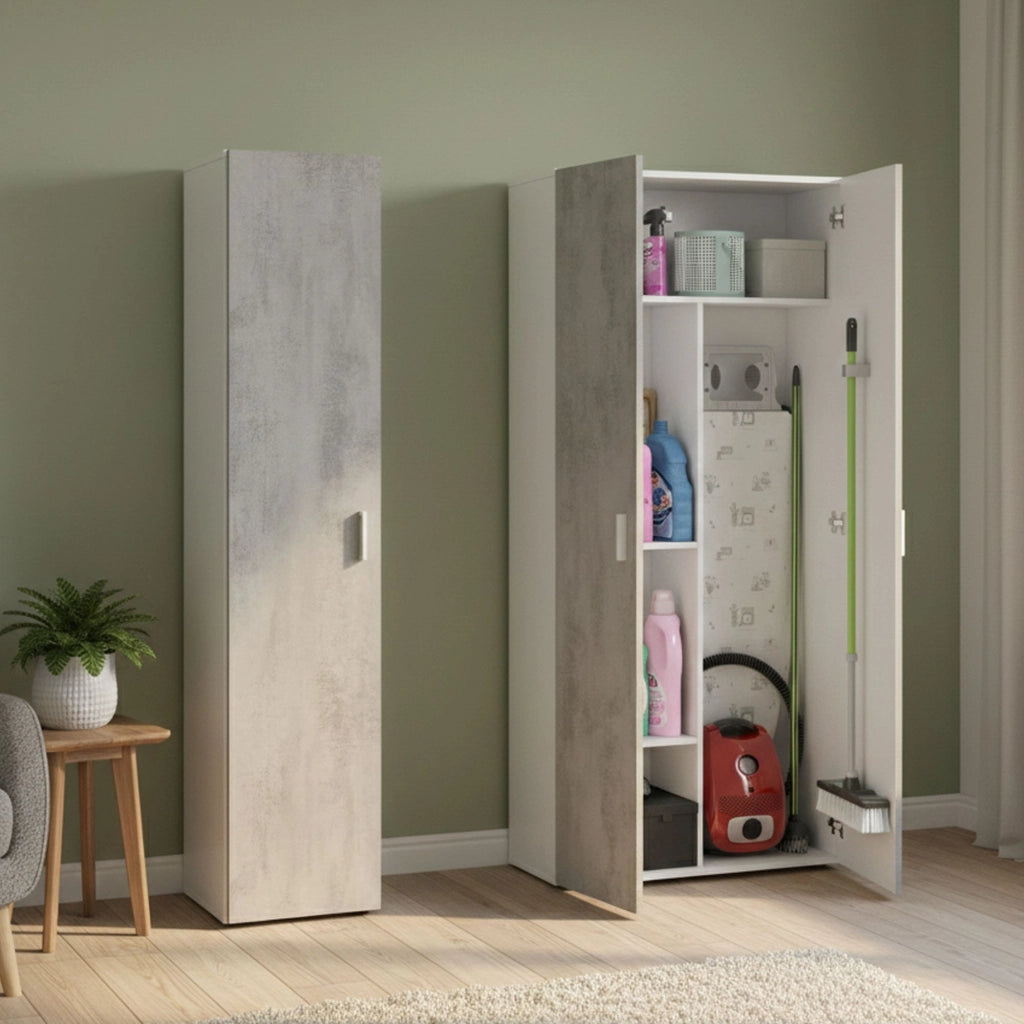 Valdaora, Armadio Multiuso Grande Modulabile, 121x182h cm Bianco