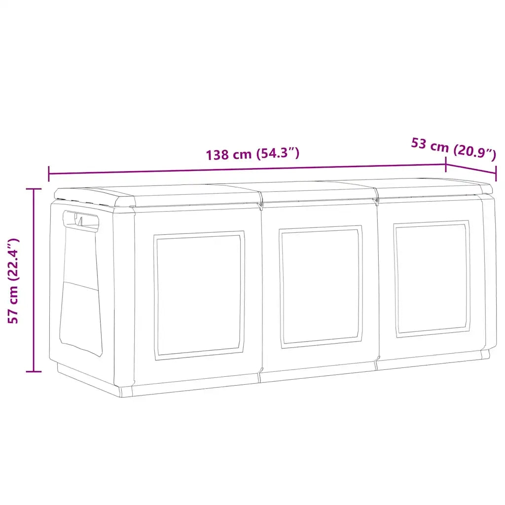 Contenitore da Giardino 138x53x57 cm 330 L Grigio Scuro e Nero 151818