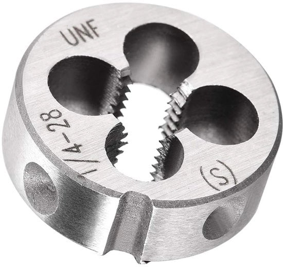 Matrijs per Trasformazione 1/4-28 UNF - Matrijs Adattabile - Acciaio Trattato - Destro - Pre-trattamento di Filo Esterno - Adatto per Metallo/PVC - Matrijs a Viti
