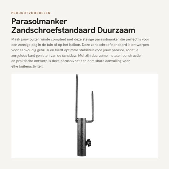 Parasolete solido - Base parasole - Base per parasole - Stabilizzatore - Base per parasole con vite zanzara - Facile da installare - Riempibile con acqua/sabbia - Anello parasole