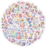 Sticker Decorativi Riflettenti - 50 Pezzi - PVC Vinile Idrorepellente - Fantastico Drago Arcobaleno - Facili da Rimuovere - Adatti per Auto/Laptop/Skateboard - Sticker Decorativi
