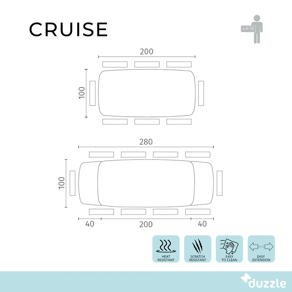 Tavolo da pranzo allungabile in ceramica su vetro effetto marmo portoro Cruise 200-280x100 cm fino a 10 posti | Duzzle
