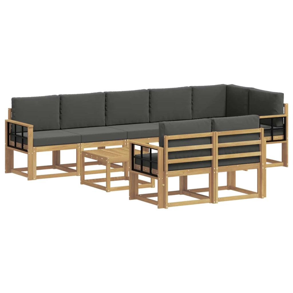 Set di divani da esterno 9 pz Bianco e Antracite Poliestere 3387851