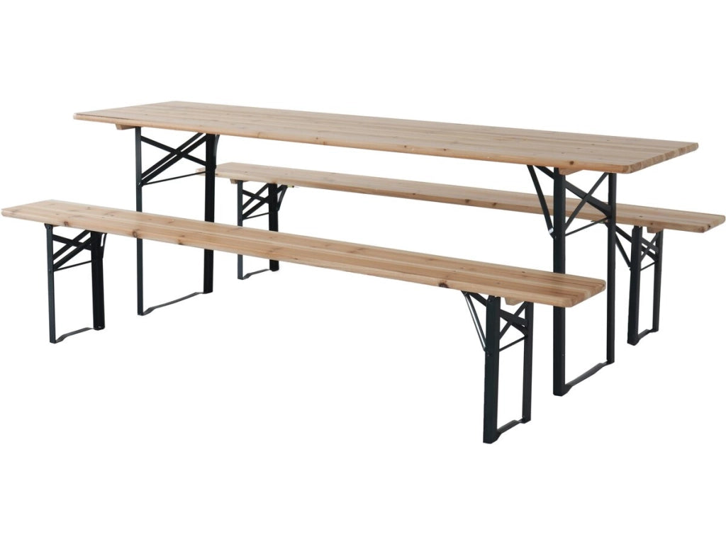 Tavolo da giardino pieghevole da brasserie con 2 panche "Lisbona" - 218 x 59,5 x 75 cm - Marrone