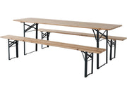 Tavolo da giardino pieghevole da brasserie con 2 panche "Lisbona" - 218 x 59,5 x 75 cm - Marrone