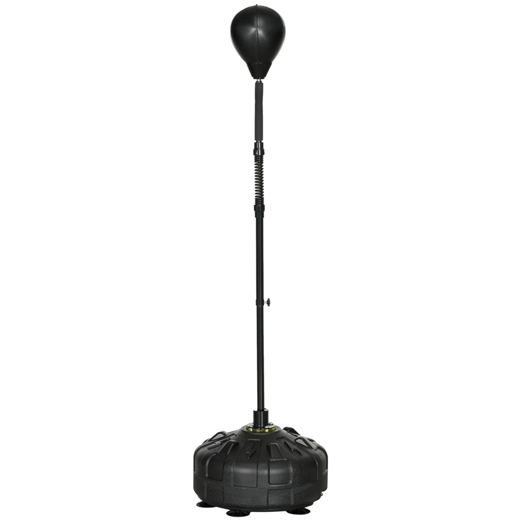 Punching Ball da Terra 145-180 cm con Base Riempibile e Ventose in Acciaio e PU Nero