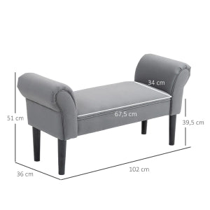PANCA Imbottita 102 x 36 x 51 cm Grigio scuro MDF