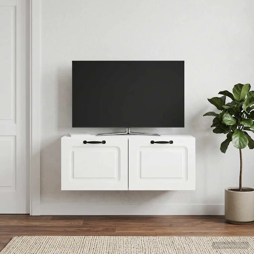Mobile Porta TV da Muro Bianco Lucido 78,5 x 31 x 30 cm 899399