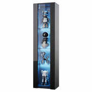 Vetrina da parete in vetro 40x29x170 cm nera， LED variabili， APP