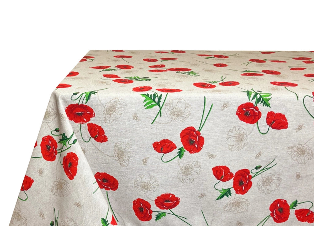Tovaglia Per Salotto Cucina In Miros Misto Cotone Made In Italy Papaveri RP - 140x180 - Papaveri