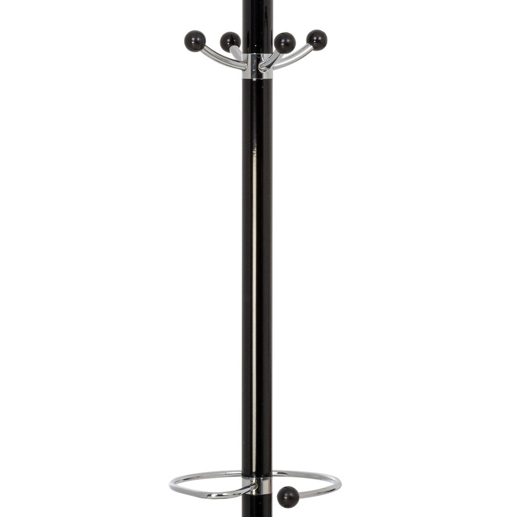 Perchero de metal negro con paraguero y 6 ganchos D36x175h cm