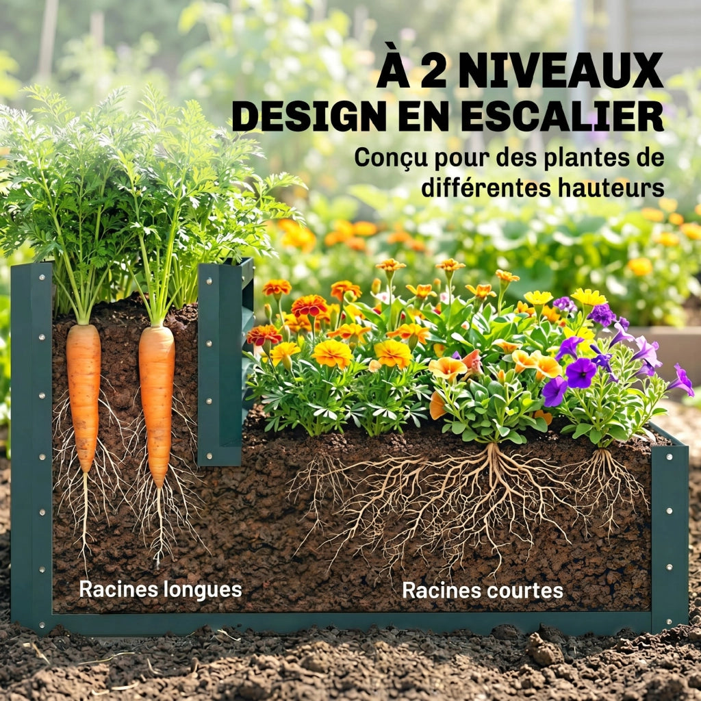 Letto da giardino a due livelli per orto ¨C zephmum ¨C verde 120x101x58 cm