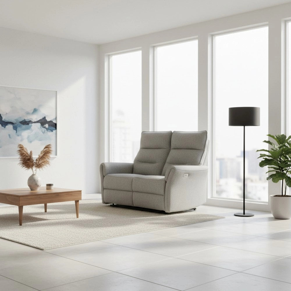 Divano recliner Softwave 2 posti elettrico in tessuto grigio 134 cm
