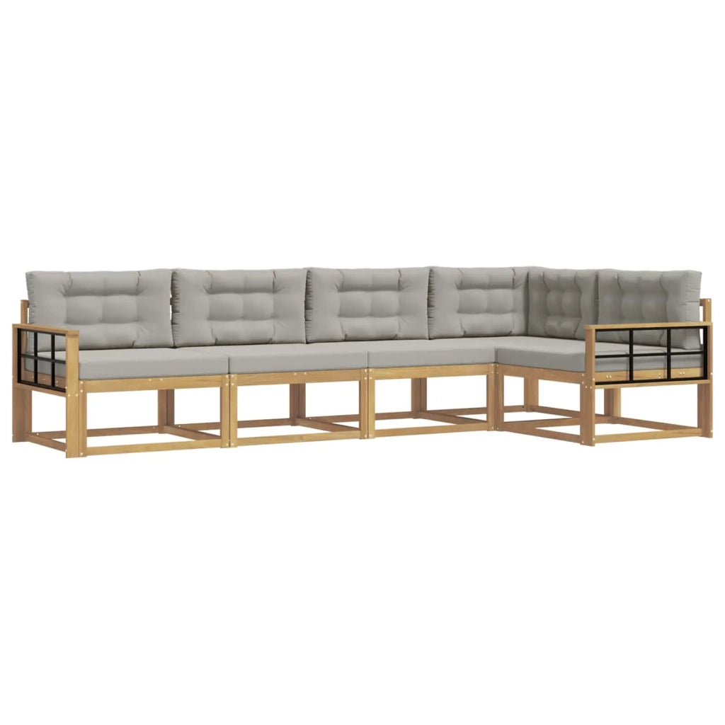 Set di divani da esterno 4 pz Bianco e Grigio Chiaro Poliestere 3386455
