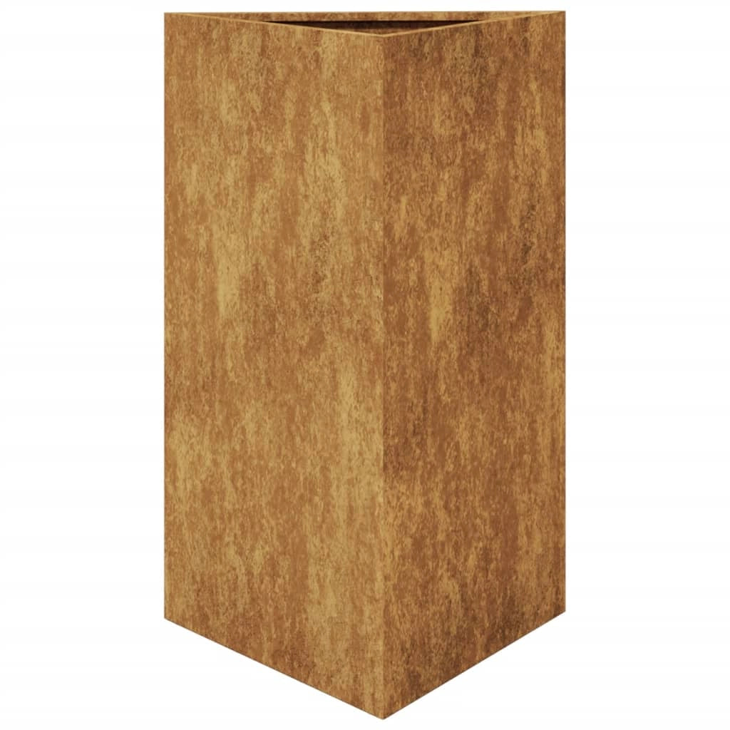 Fioriera rialzata per piante fiori giardino terrazze set da 2 triangolare 50 x 43 x 75 cm acciaio corten marrone 02_0039107