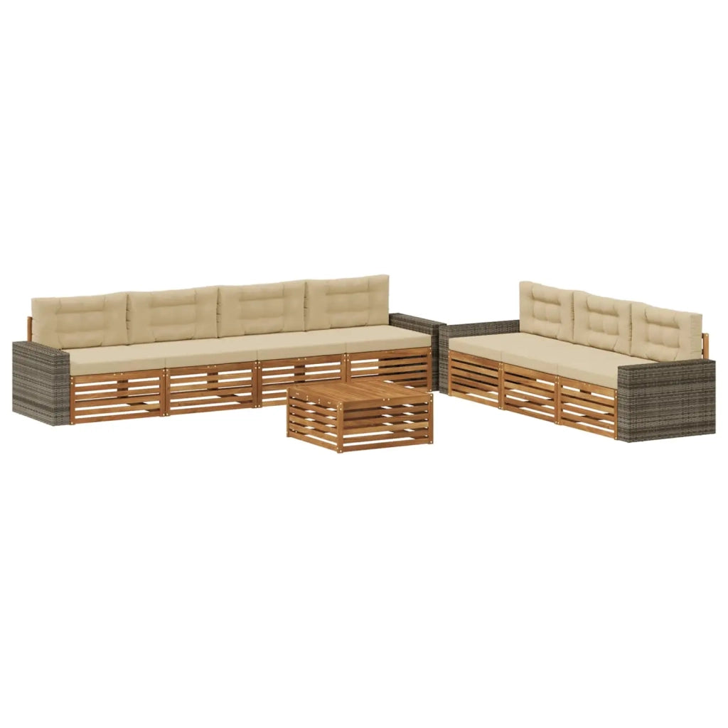 Set di divani da esterno 8 pcs Naturale e Beige 79 x 79 x 37 cm