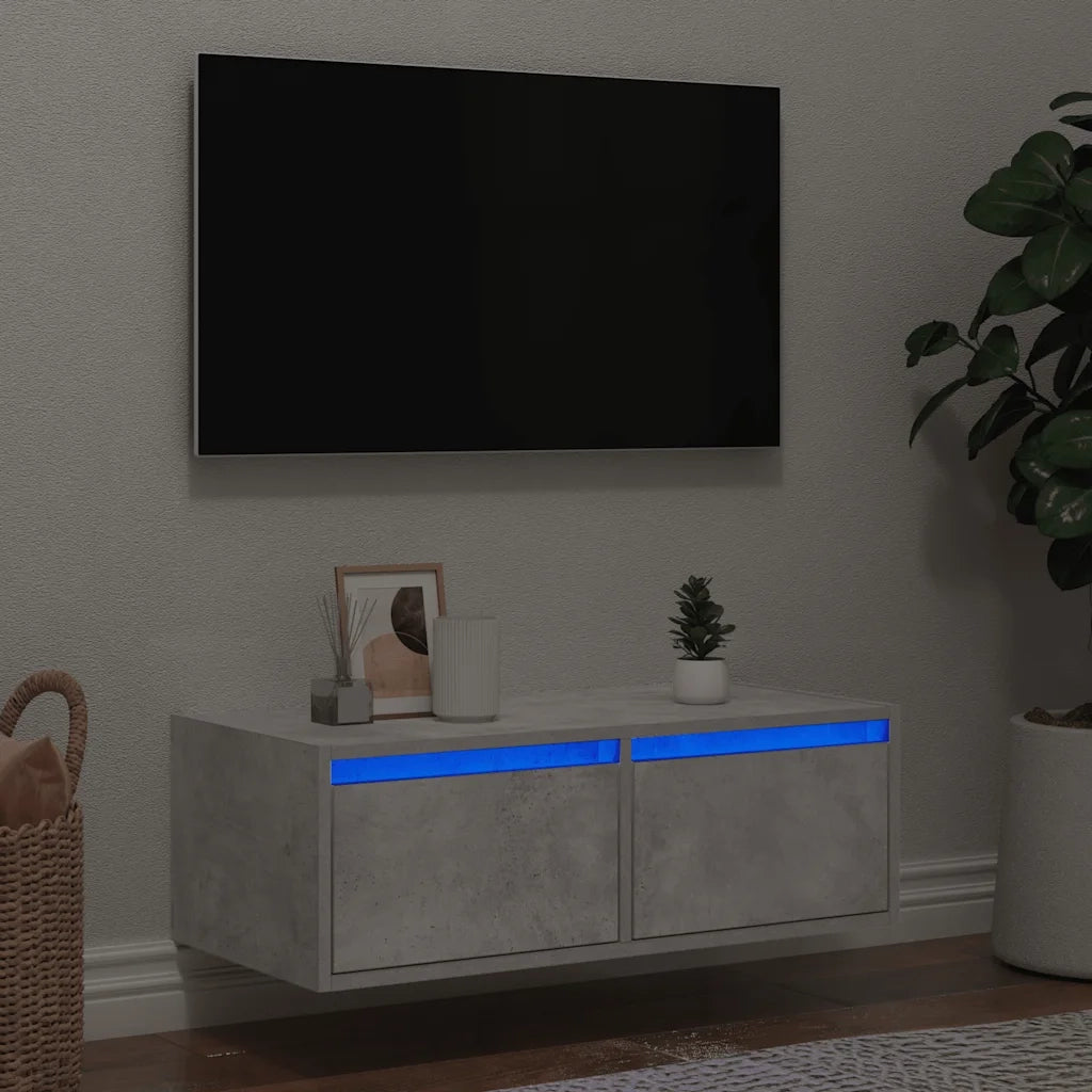 Mobile Porta TV con Luci LED-Mobile per TV-Credenza TV Grigio Cemento 75x35,5x25 cm