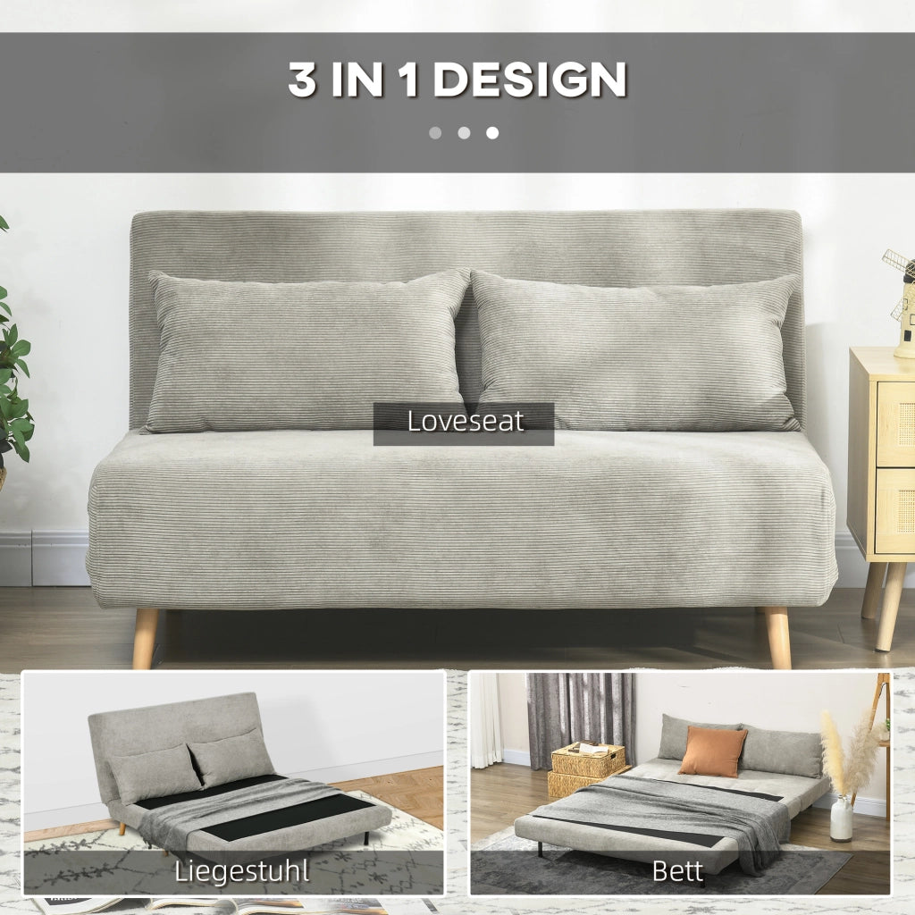 DIVANO LETTO 141x90x81 cm Grigio in poliestere con schienale regolabile