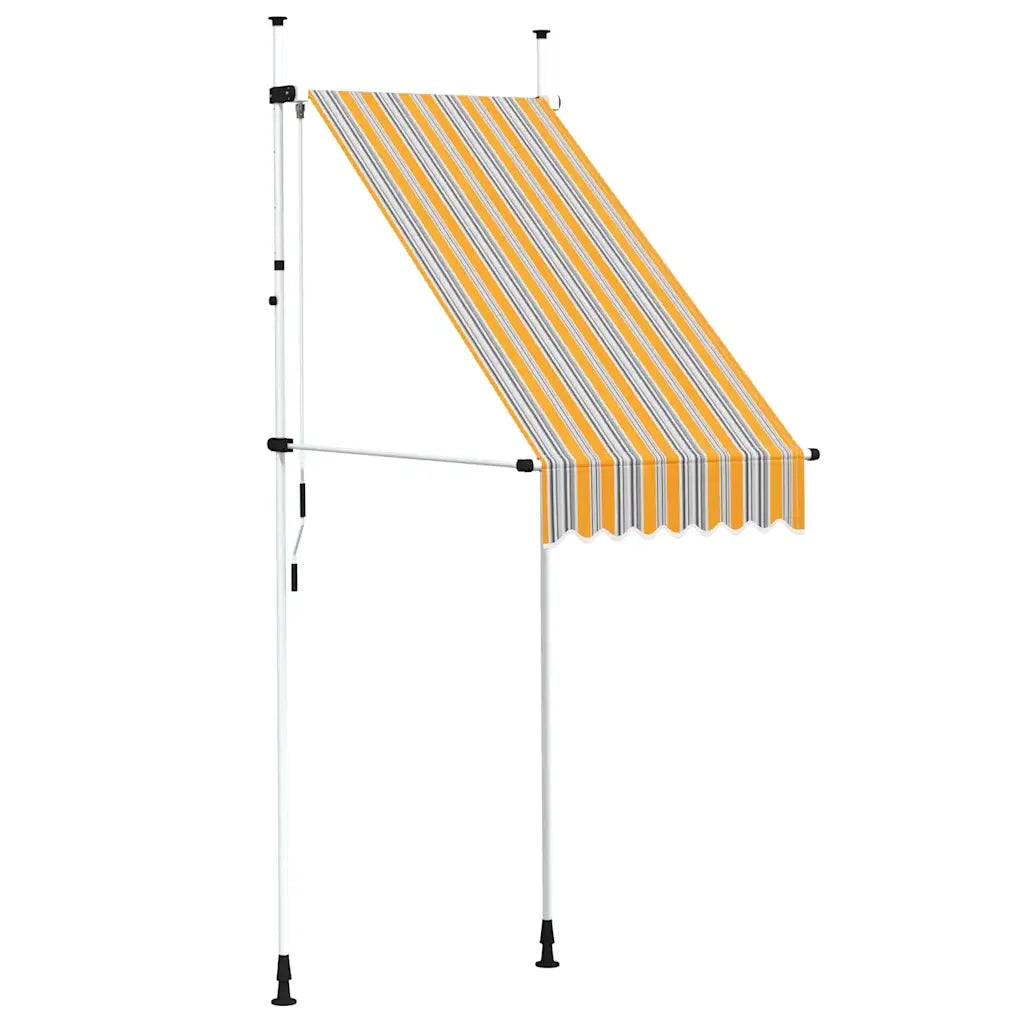 Tenda da Sole Retrattile Manuale-Tenda parasole per Patio 100 cm a Strisce Blu e Gialle
