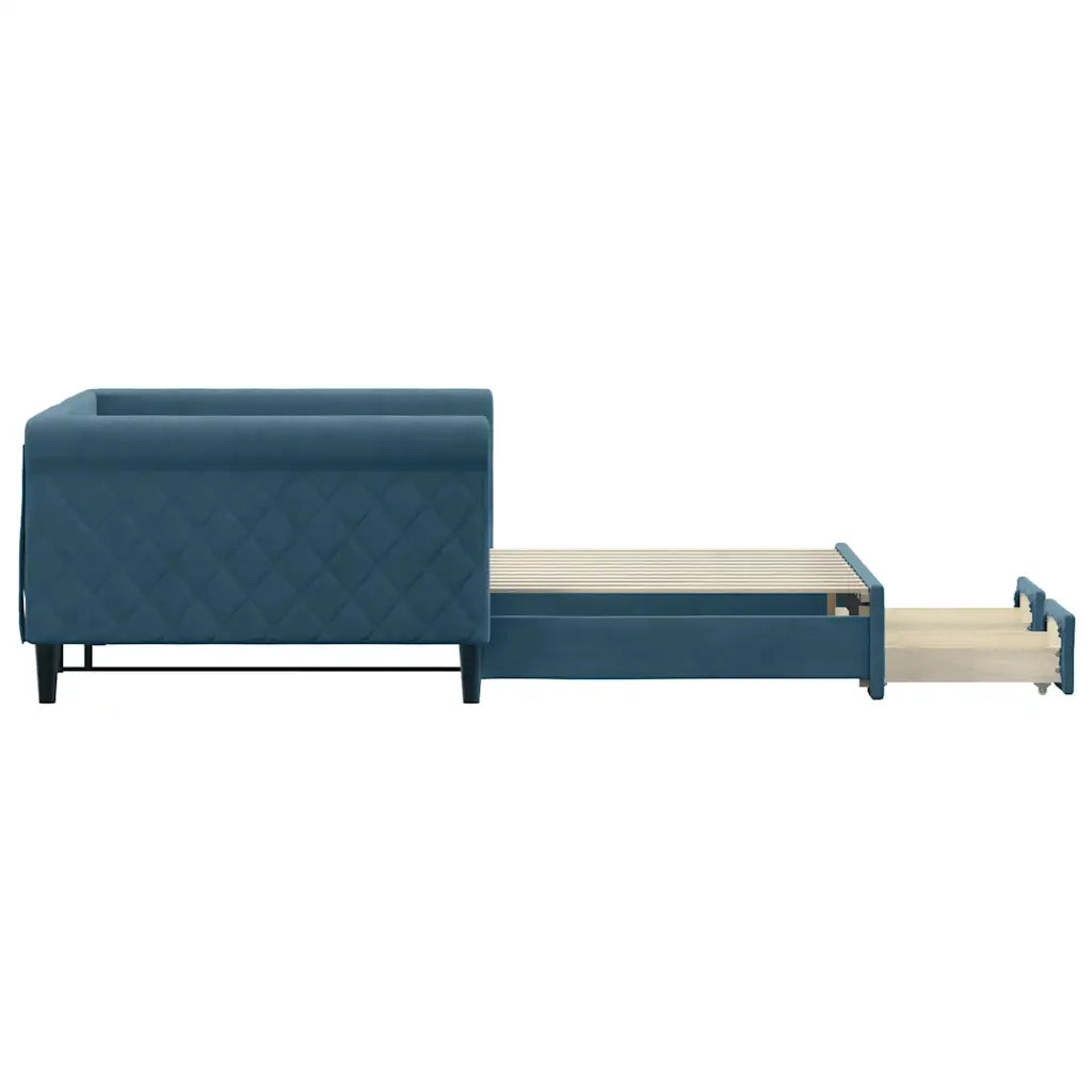 vidaXL Divano Letto Estraibile con Cassetti Blu 100x200 cm in Velluto