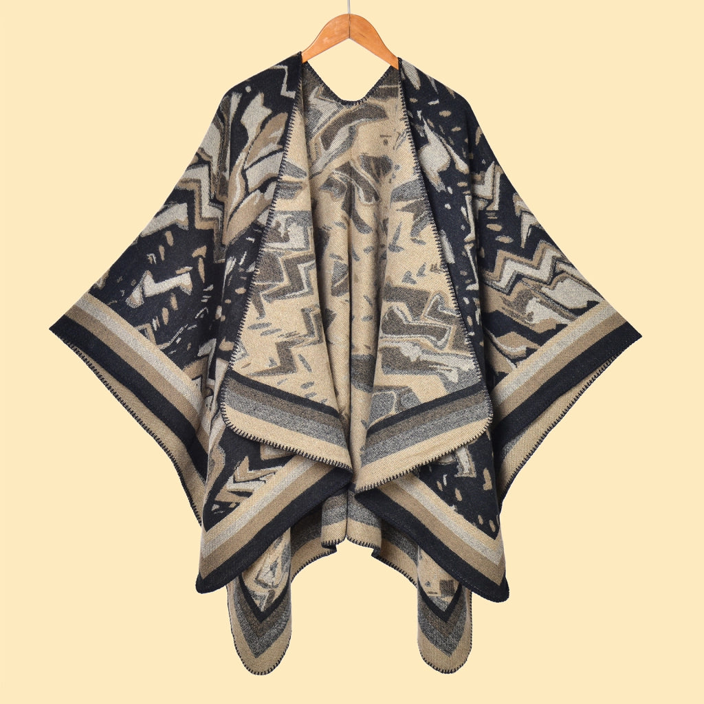 Sciarpa-scialle alla moda con graffiti, stile retr¨°, scialle diviso, mantello caldo - PONHO SHAWLS