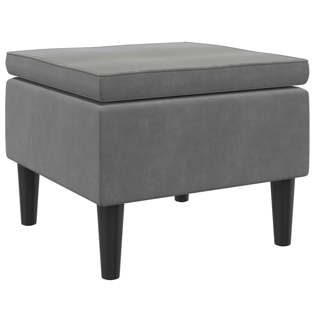 Poggiapiedi con Gambe in Legno Grigio Scuro in Velluto 329437