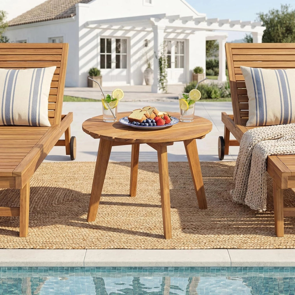 Tavolino da Esterno Compatto in Legno, Tavolino da Caffè con Piano a Doghe Resistente, per Terrazza Balcone Salotto Studio, 35x35x43 cm, Portata 75 kg