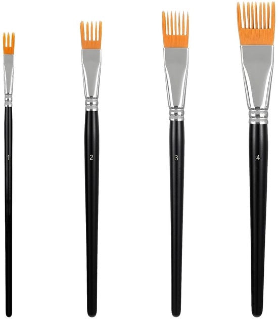 Set di pennelli per artista 4 pezzi - Pennelli per pittura - Manico in legno di betulla - Pennello per vernice acrilica - Pennelli per effetti di testura - Accessori per la pittura creativa - Set di pennelli