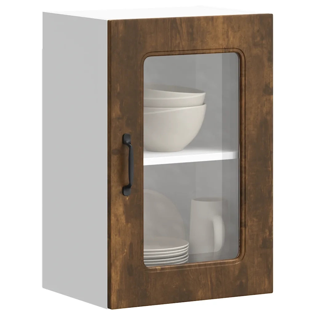 Pensile da Cucina | Mobile da Cucina con Porta in Vetro Kalmar Rovere Fumo