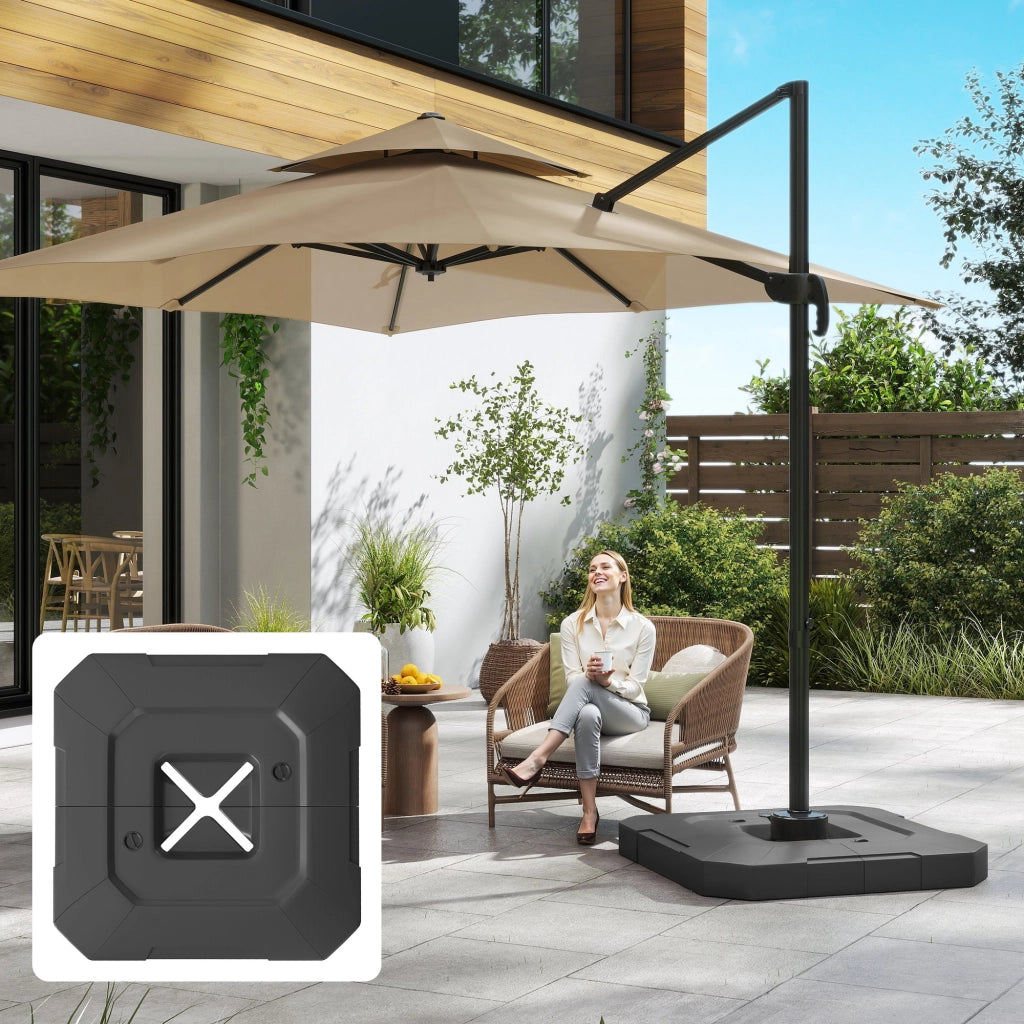 Base per Ombrellone a Sbalzo ¨C zephmum ¨C 2 Pezzi, HDPE, Riempibile, 101x101x12 cm, Nero
