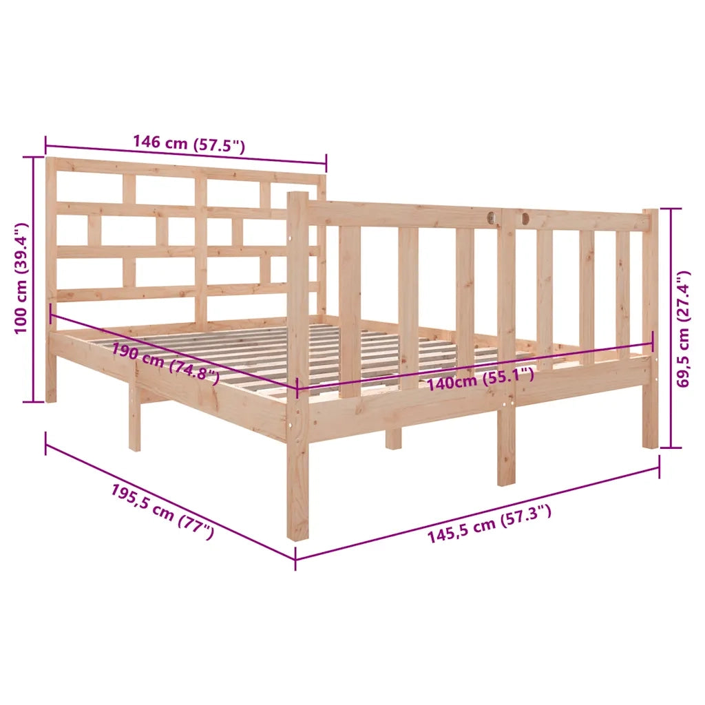 Giroletto-Struttura Letto in Legno Massello di Pino 140x190 cm 881921