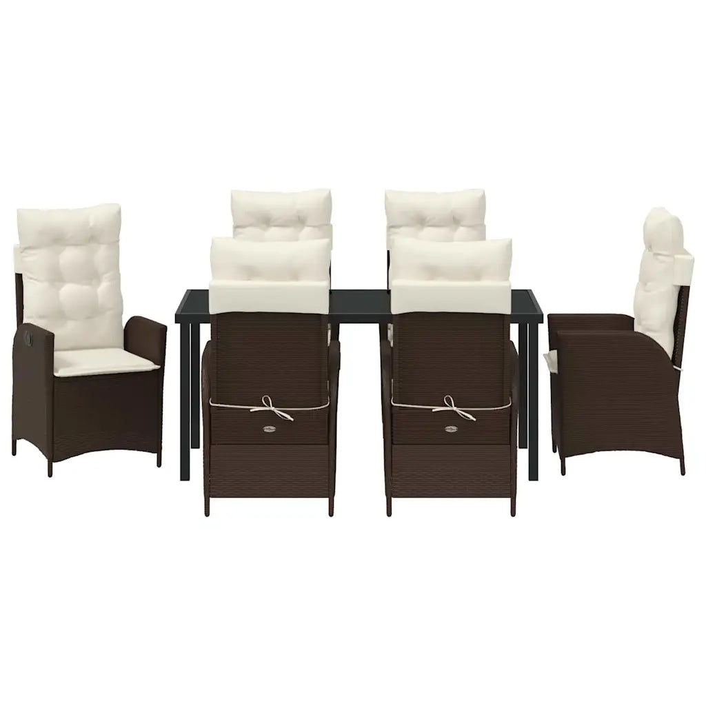 Set da Pranzo per Giardino con cuscino 7 pcs Marrone polyrattan 3380495